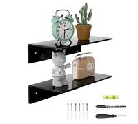 Sezanrpt Juego de 2 estantes de pared de 30 cm, pequeños y negros, de acrílico, estante flotante para pared, estante de exhibición montado en la pared para dormitorio, sala de estar, estantes para