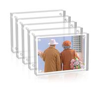 Sezanrpt Lote de 5 marcos de fotos de acrílico - 9 x 13 cm - Imán doble - Para fotos de 8 x 10 cm y 9 x 12 cm - Marco de foto 6 x 9 cm - 10 + 10 mm de grosor