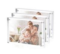 Sezanrpt Marco de Fotos Acrílico 13 x 18 cm - Juego de 3 Marcos de Cristal Transparente con Soporte Magnético para Muestras, Entradas, Sellos e Imágenes