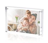 Sezanrpt Marco de fotos acrílico de 13x18 cm, de pie libre, cristal transparente, imanes laterales dobles de 13 cmx18 cm, marco de fotos, oficina, para pantalla de soporte, anunciante de la marca