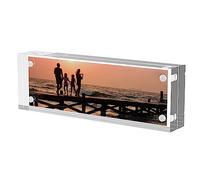 Sezanrpt Marco de fotos acrílico de 5 x 15 cm, marco transparente de 2 caras para tarjetas postales, tablero de mesa, pequeño marco magnético acrílico para familia, 12-12 mm de grosor