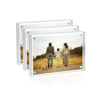 Sezanrpt Marco de fotos de acrílico, 6 x 9 cm, paquete de 3, marco magnético transparente en ambos lados, visualización sin marco, marco pequeño de 2 x 3 cm, 5 x 7,5 cm, 4 x 6 cm