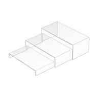 Sezanrpt Soporte de exhibición de acrílico de 3 unidades, juego de exhibición rectangular de postre, estantería transparente para Funko Pop, venta al por menor, zapatos, decoración de,19x20.3x21.6 cm