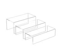 Sezanrpt Soportes de Exhibición de Acrílico 3 piezas, Soportes de Exhibición Rectangulares de 3 Escalones, Soporte Acrílico Transparente para Coleccionables, Tienda de Marca, Organizador de