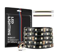 SEZO 5050 RGBCCT tira de luz LED 5 en 1 RGB+Blanco Cálido 3000K-6000K 24V 5M 60LEDs/M IP65 Impermeable RGBW RGBWW Superbright Tira LED para la Iluminación del Hogar y el Dormitorio