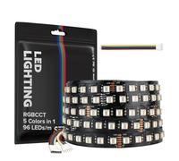 SEZO 5050 RGBCCT Tira de luz LED 5 en 1 RGB+Blanco Cálido 3000K-6000K 24V 5M 96LEDs/M IP30 No Impermeable RGBW RGBWW Superbright Tira LED para la Iluminación del Hogar y el Dormitorio