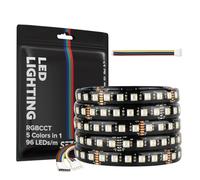 SEZO 5050 RGBCCT tira de luz LED 5 en 1 RGB+Blanco Cálido 3000K-6000K 24V 5M 96LEDs/M IP65 Impermeable RGBW RGBWW Superbright led Tira LED para la Iluminación del Hogar y el Dormitorio