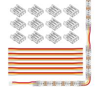 SEZO Conectores de cinta LED conector de esquina LED 12 piezas SMD de 3 pines 10mm transparente inalámbrico sin costura Board to Wire Connectors + 6 hilos de extensión de 15cm de largo 2 AWG