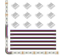 SEZO Conectores de Cinta LED para kit 12 unidades SMD 5pines 12mm Transparente Inalámbrico Sin Costura Board to Wire Connectors+6 hilos de Extensión de 15cm de Largo 22AWG