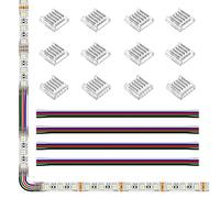 SEZO Conectores de Cinta LED para Kit 12 unidades SMD 5pines 12mm Transparente Sin Costura Tarjeta a Tarjeta/Tarjeta de Cable + 4 hilos de Extensión 22AWG de 15cm de Largo