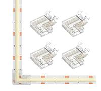 SEZO FCOB Kit de Conectores en Forma de L Sin Espacios 4 Conectores de Esquina en Forma de L Conector Transparente Sin Cable Adecuado para Tira LED CCT de 3Pin 10mm Sin Soldadura y Conectores