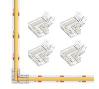 SEZO FCOB Kit de Conectores en Forma de L Sin Espacios 4 Conectores de Esquina en Forma de L Conector Transparente Sin Cable Adecuado para Tira LED COB de 2Pin de 8mm Sin Soldadura Conectores
