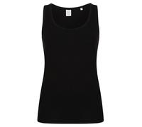 SF Clothing Mujeres Negros Liso Algodón Elastano Top Sin Mangas Camiseta