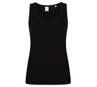 SF Clothing Mujeres Negros Liso Algodón Elastano Top Sin Mangas Camiseta