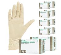 Guantes de latex 1000 pcs 10 cajas (M, Blanco), guantes de examen desechables, libres de polvo, sanitarios para la cocina, preparación de comida, medicos, no estéril