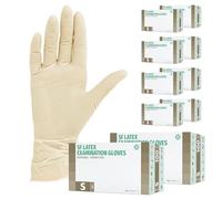 SF Guantes de látex desechables sin polvo - S, blancos, 1000 (10x100) unidades, elásticos y resistentes para medicina, limpieza y uso profesional