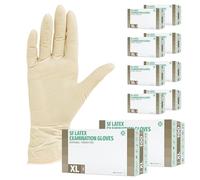 SF Guantes de látex desechables sin polvo - XL, blancos, 1000 (10x100) unidades, elásticos y resistentes para medicina, limpieza y uso profesional