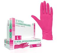 SF Guantes de nitrilo L magentas - 100 unidades, guantes desechables sin polvo, sin látex, médicos y de examen, aptos para cocina, limpieza, cosmética y uso doméstico