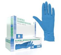 SF Guantes de nitrilo M azules - 200 unidades, guantes desechables sin polvo, sin látex, médicos y de examen, aptos para cocina, limpieza, cosmética y uso doméstico