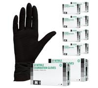 SF Guantes de nitrilo M negros - 1000 (10x100) unidades, guantes desechables sin polvo, sin látex, médicos y de examen, aptos para cocina, limpieza, cosmética y uso doméstico