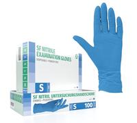 Guantes de nitrilo, 100 pcs caja (S, Azul), guantes de examen desechables, libres de látex, sin polvo, limpieza guantes, sanitarios para la cocina, cocina limpieza, limpieza seguridad manejo de alimen