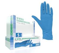 SF Guantes de nitrilo S azules - 200 unidades, guantes desechables sin polvo, sin látex, médicos y de examen, aptos para cocina, limpieza, cosmética y uso doméstico