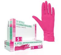SF Guantes de nitrilo S magentas - 100 unidades, guantes desechables sin polvo, sin látex, médicos y de examen, aptos para cocina, limpieza, cosmética y uso doméstico