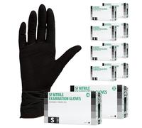 SF Guantes de nitrilo S negros - 1000 (10x100) unidades, guantes desechables sin polvo, sin látex, médicos y de examen, aptos para cocina, limpieza, cosmética y uso doméstico
