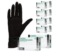 SF Guantes de nitrilo XXL negros - 1000 (10x100) unidades, guantes desechables sin polvo, sin látex, médicos y de examen, aptos para cocina, limpieza, cosmética y uso doméstico