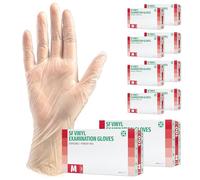 Guantes de vinilo 1000 pcs 10 cajas (M, Transparente), guantes de examen desechables, libres de látex y polvo, sanitarios para la limpieza de la cocina, no estéril
