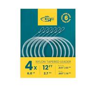 SF Pre-Atado Pesca con Mosca de Nylon Líder Cónico (6 Paquetes) 12FT 4X