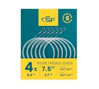 SF Pre-Atado Pesca con Mosca de Nylon Líder Cónico (6 Paquetes) 7.5FT 4X