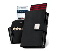 SF SCOFIELD Cartera para hombre | Monedero para hombre para 9-11 tarjetas | Monedero RFID | Monedero | Monedero para hombre | Smart Wallet | Tarjetero | Cartera delgada | Tarjetero pequeño, negro mate