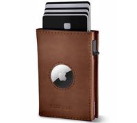 SF SCOFIELD Duality Airtag Wallet mit Münzfach I Geldbeutel für 8-10 Karten I Geldbörse Herren mit RFID Schutz I Slim Wallet I Smart Wallet I Kartenetui mit Air Tag Fach I Portemonnaie, Marrón Vintage