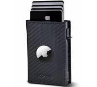 SF SCOFIELD Duality Airtag Wallet mit Münzfach I Geldbeutel für 8-10 Karten I Geldbörse Herren mit RFID Schutz I Slim Wallet I Smart Wallet I Kartenetui mit Air Tag Fach I Portemonnaie, Carbon - Matte