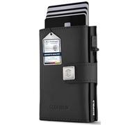 SF SCOFIELD Trinity Slim Wallet mit Münzfach I Premium Kreditkartenetui Herren für 10-12 Karten I RFID - Schutz I Wallets for Men I Smart Wallet, negro mate, Ohne Münzfach, Moderno