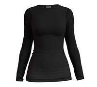SF STEX FIT Camiseta de algodón de manga larga para mujer negra - Camiseta cálida de algodón para mujer cómoda térmica y transpirable - Camiseta de mujer de algodón de manga larga ideal para el