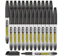 SFAIH Marcadores permanentes negros a granel, paquete de 24, 1 segundo, secado rápido, marcadores permanentes de punta fina para plástico, vidrio, metal, madera, impermeables, marcadores permanentes