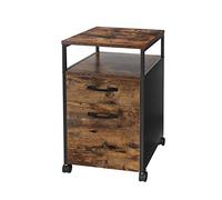 SFANIIX Archivador de Oficina de Estilo Industrial, móvil y con Ruedas, con 2 cajones y estantes Abiertos for Documentos tamaño Carta y A4.