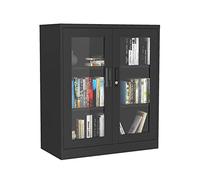 SFANIIX Archivador Lateral de Acero con Puerta de Cristal y Cerradura. Ideal for Oficina, Sala de Estar, Dormitorio o Cocina.