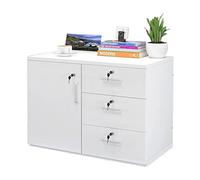 SFANIIX Archivador Lateral de Madera, Armario móvil for Armario/Oficina, 3 cajones con Puerta.(B)