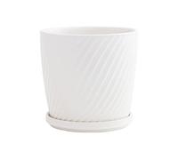 SFANIIX Macetas de cerámica transpirable de alto valor con bandeja, simple, a la moda, verde, para plantas suculentas, cactus, accesorios para contenedores de plantas (color: blanco, tamaño: S)
