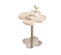 SFANIIX Mesa Auxiliar Mesa de Centro en Forma Nube con Estante Almacenamiento Color Crema, Mesa Auxiliar Sencilla for Sala Estar y hogar