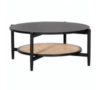 SFANIIX Mesa de Centro Moderna Mesa de Centro de Madera Retro, Redonda, móvil, nórdica, Negra, for Sala de Estar, hogar, Ocio, apartamento pequeño Sencillo Mesa Auxiliar de Café(98cm)