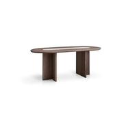 SFANIIX Mesa de Comedor Mesa de Comedor Retro Ovalada Madera Maciza 160 x 80 76 cm, Color Nogal, travertino, for decoración Sala Estar y Cocina(200x90x76cm)