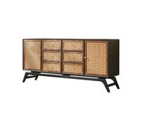 SFANIIX Mueble Tipo Bufé Aparador de Madera Estilo WABI-sabi, Mueble de Almacenamiento Sencillo, Mueble de Entrada de ratán Aparador con Almacenamiento