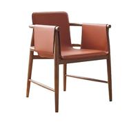 SFANIIX Silla de Escritorio Sillón Italiano Minimalista de Cuero con Forma Silla Montar for Sala Estar, Comedor Sencilla Madera Fresno Estilo WABI-sabi