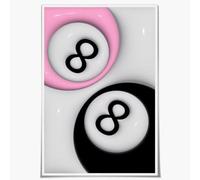 SFAOHPR Póster moderno de 8 bolas, color rosa y negro, impresión preppy Y2K, decoración de habitación, estética, retro, arte de pared, póster de lienzo para dormitorio, sala de estar, decoración de