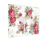 SFArt - Cubierta de cristal para cocina, 2 piezas, 30 x 52 + 45 x 52 cm, tabla de cortar de vidrio templado y placa de vitrocerámica, higiénica y antideslizante, protección para inducción