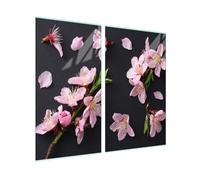 SFArt - Cubierta de cristal para cocina, 2 piezas, 30 x 52 + 45 x 52 cm, tabla de cortar de vidrio templado y placa de vitrocerámica, higiénica y antideslizante, protección para inducción, piedras de